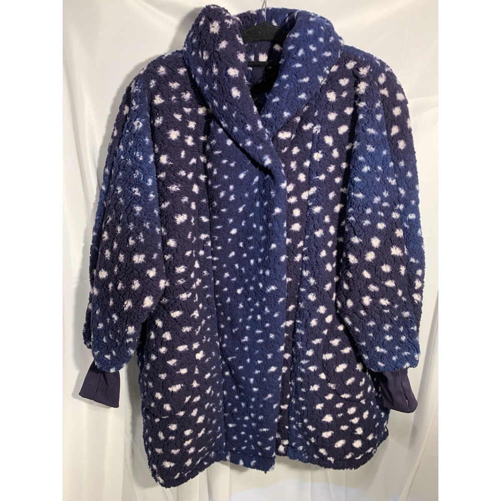 Bumblebella Jill Martin Regular Fuzzy Long Cascading Blue‎ Polka Dots Petite M L